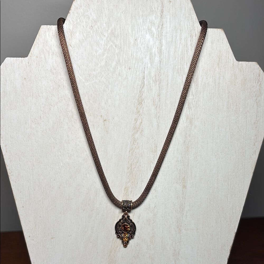 Vintage 1928 Victorian Revival Copper colored pendant with chain